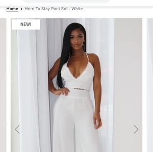 Here to stay Pant Set White (Fashion Nova)